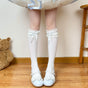 White socks, blue ribbon, calf socks / One Size