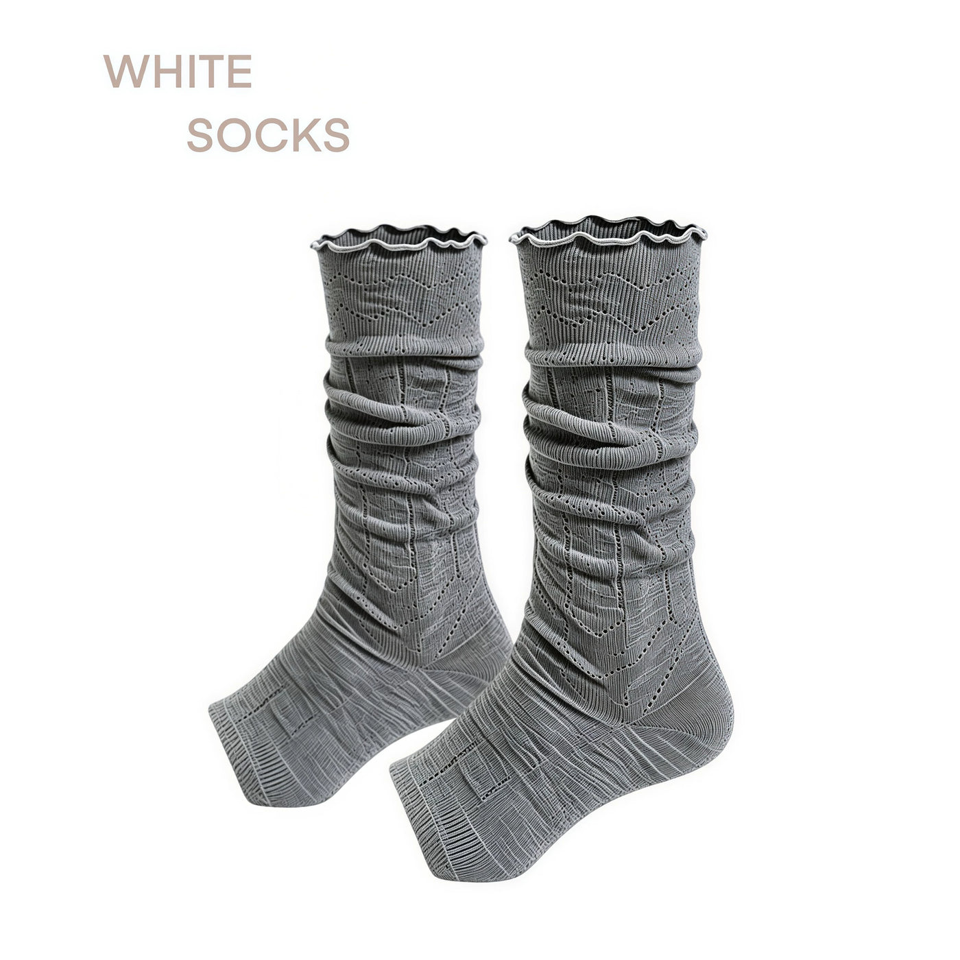 White Socks - Soft Ruffle Layers - Footless Mid-Calf Socks with Ruffle Edge