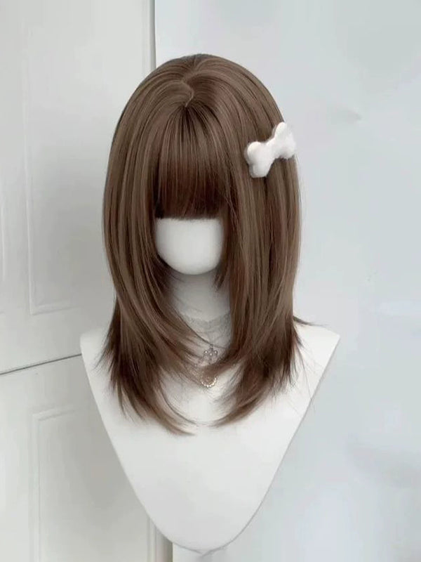 Honey tea brown layered collarbone-length wig - view 1