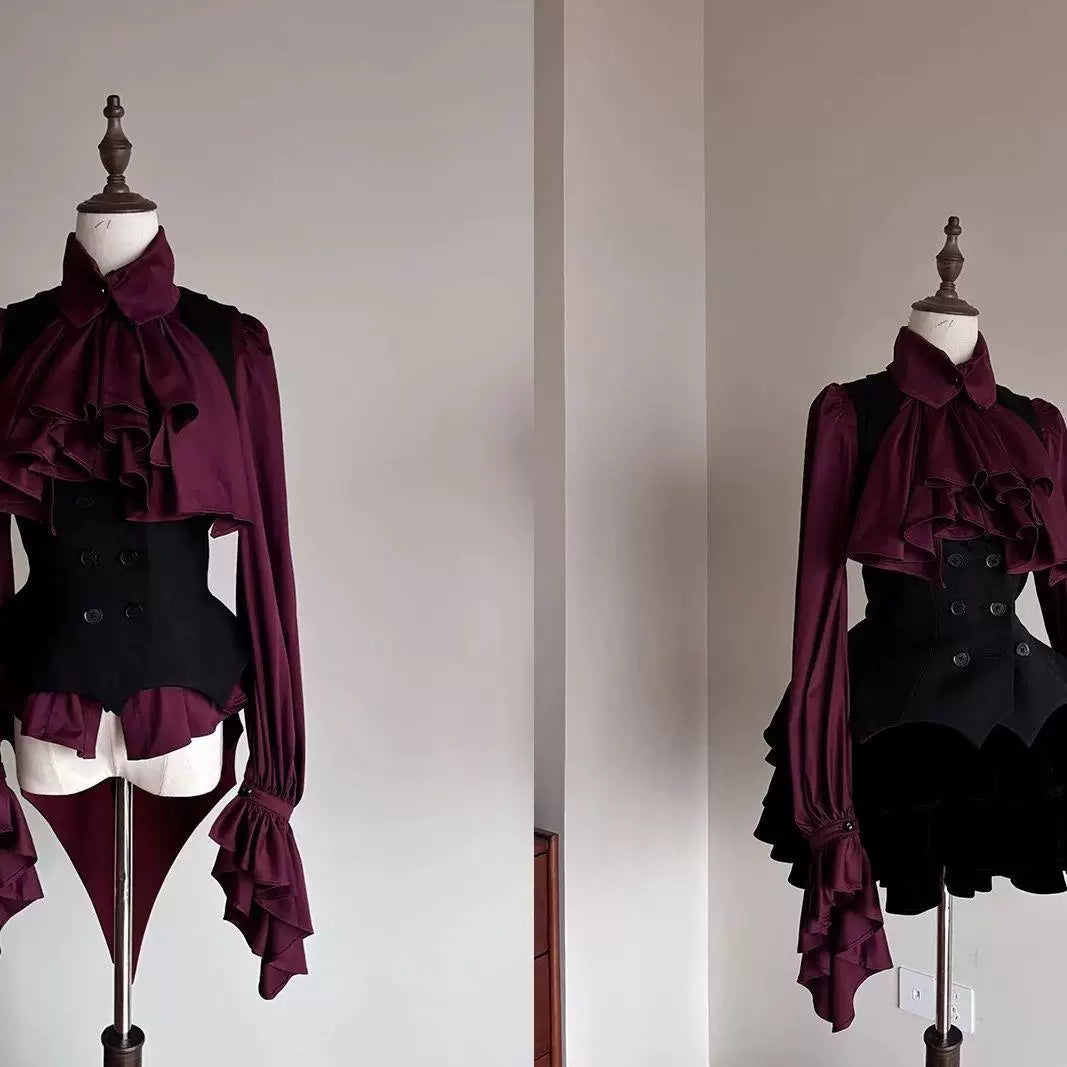 Sweetheart Dream Machine - Vintage Doll - Long-Sleeve Blouse with Cascading Ruffles