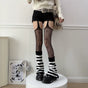 Multiple cross garter + black-and-white striped sock sleeve / One Size