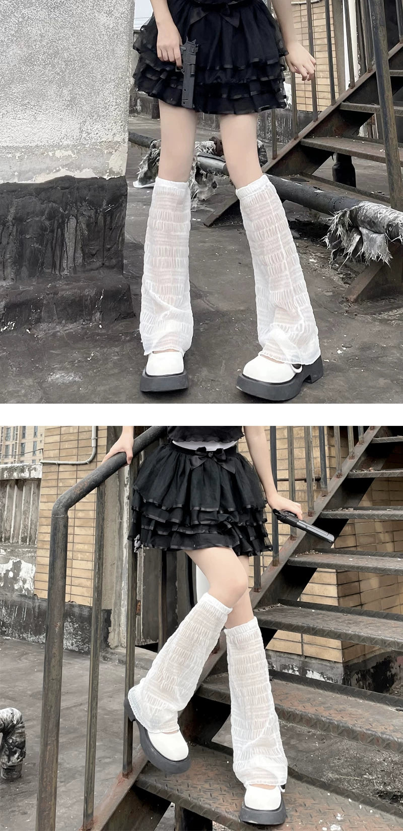 Floral Milk Cat - Summer Gauze - Footless Leg Covers with a Flared Shape