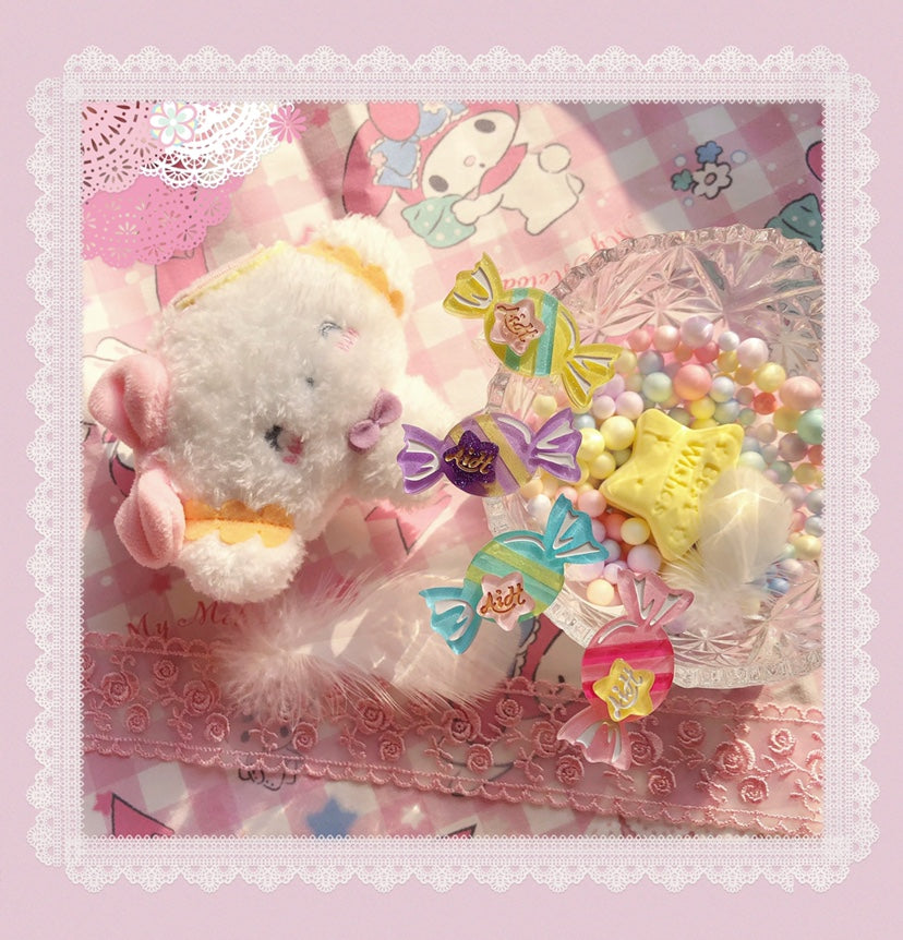 Halloween Alice - Rainbow Candy - Sweet Lolita candy-shaped ring, brooch or hairclip with star details - product detail 11