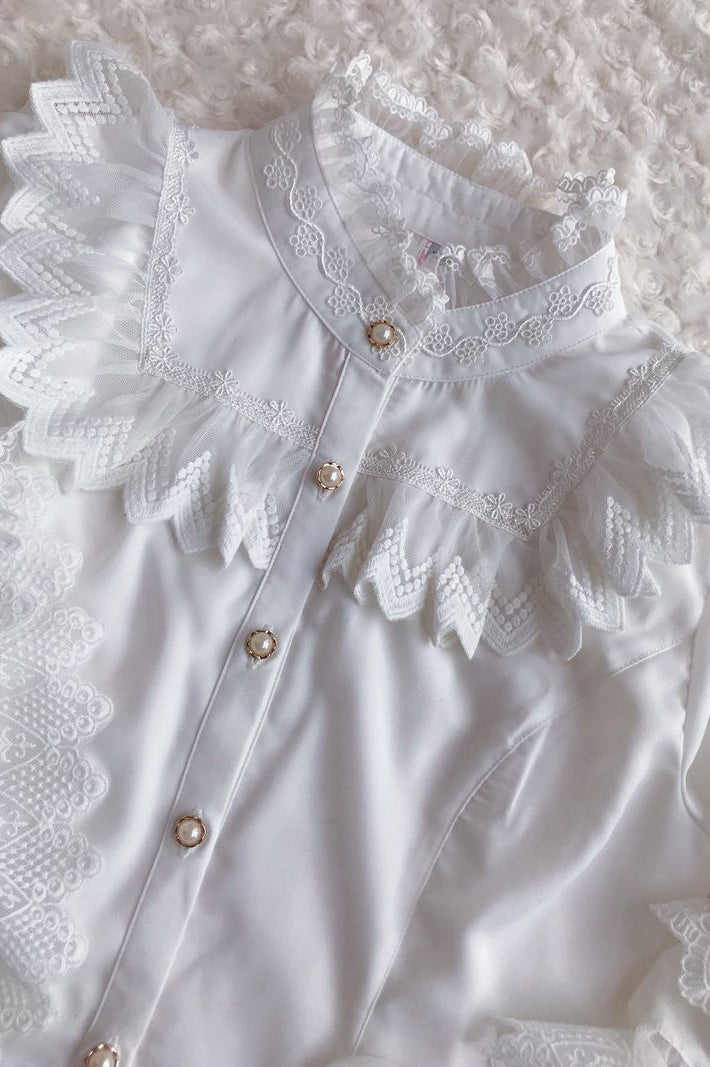 Yilia - Retro Lolita Princess Sleeve Blouse - Innerwear