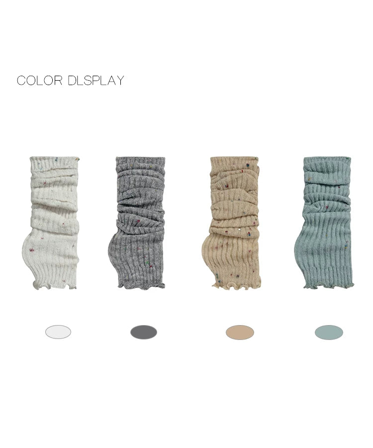 White Socks - Colorful Dot Knit - Slouch Leg Warmers with Colorful Dots