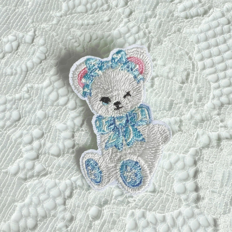 Winter Plush Lolita Headband, Bonnet & Embroidery Options — Bear Embroidery Patch Pin 2