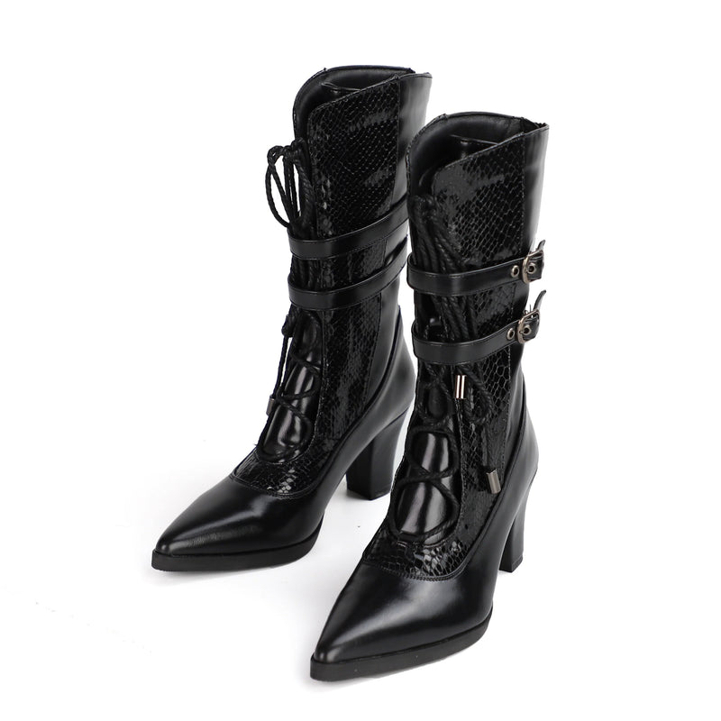 MODO Nightfall & Dawn Pointed-Toe Gothic Lolita Boots – Black – view 7