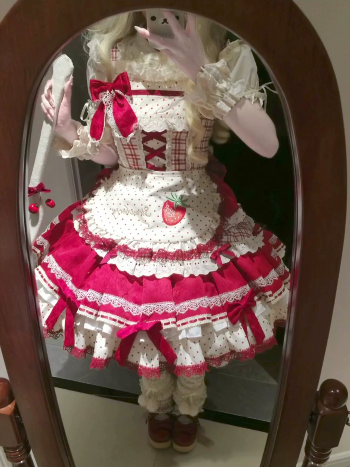 Dream Bunny - Strawberry Sweetheart - JSK Dress Set with Gingham Apron