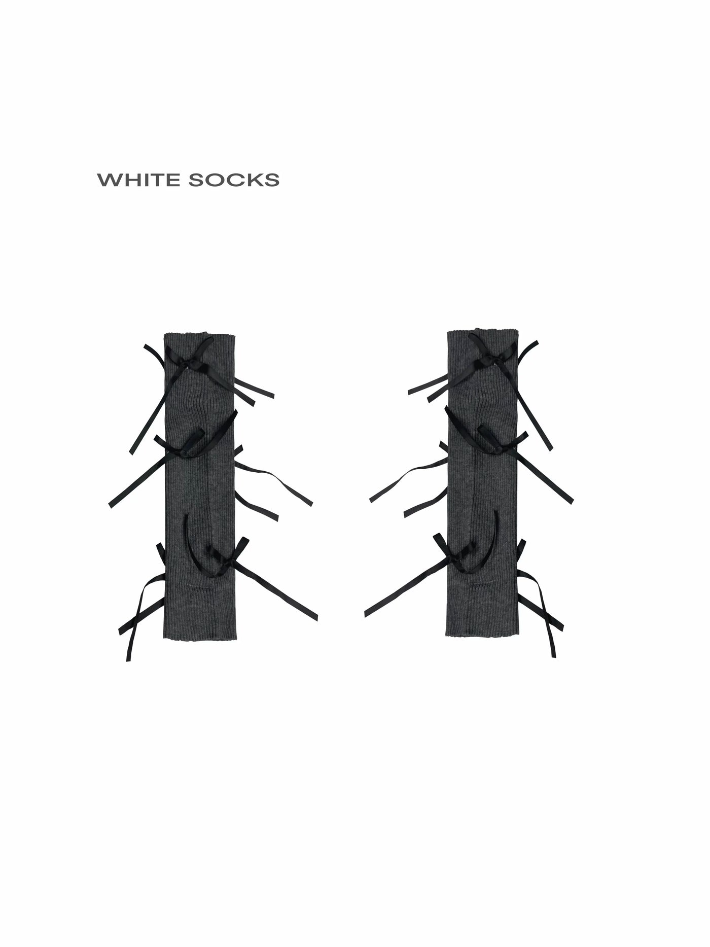 White Socks - Ribbon Ruche - 30 cm Scrunch Socks with Ribbon Ties