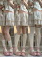 Natural-colored mid-short socks + calf socks + over-the-knee socks, total three pairs / Anti-pilling combed cotton material