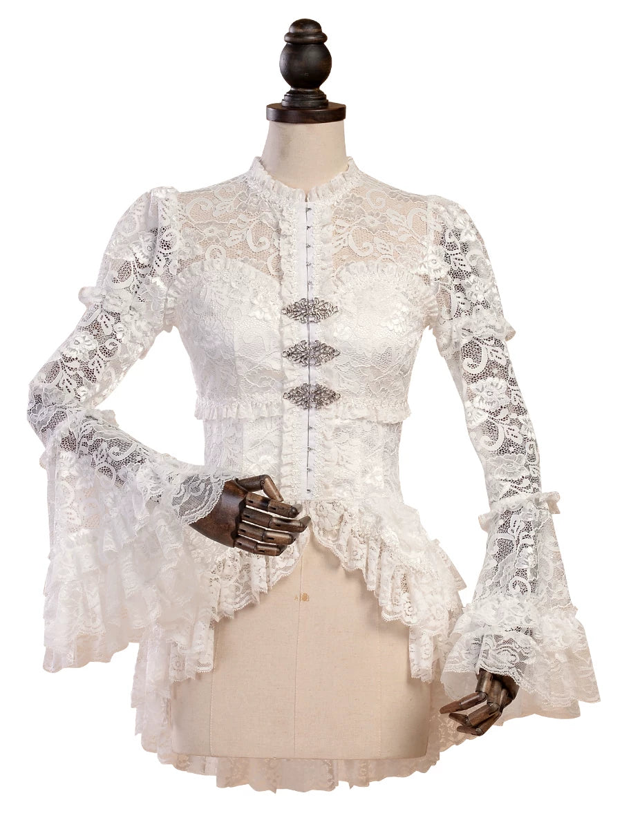 LACE GARDEN - Courtly Gothic Lace - Lace Jacket and Skirt Set with Ruffled Trim