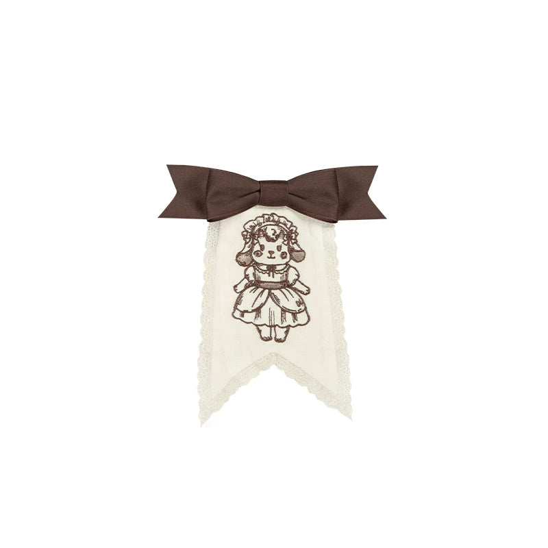 With PUJI - Sugar Frost Tale - Kawaii Lolita OP Button Closure Dress, Lamb & Bunny Embroidery detail view 11