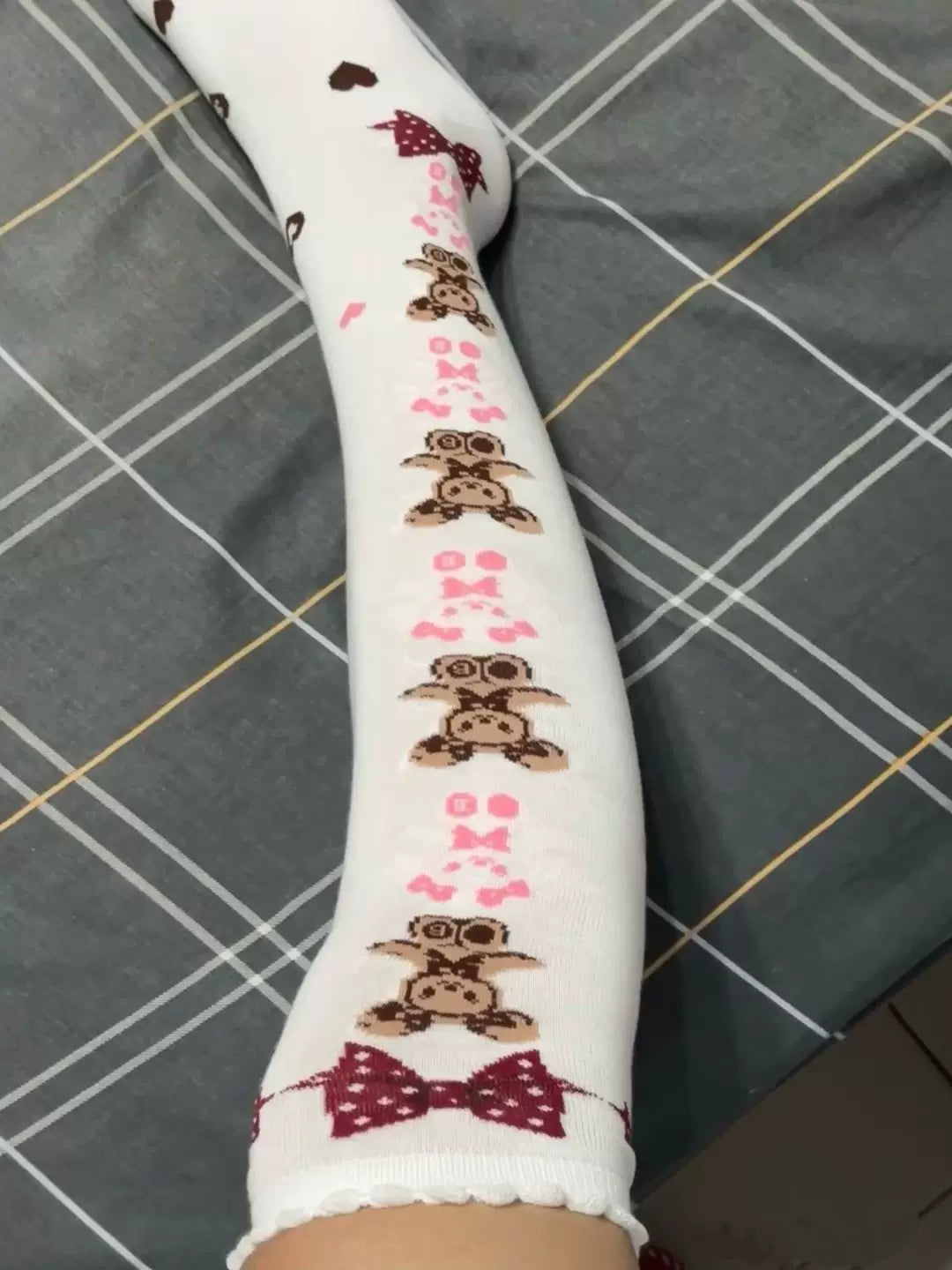 Fantasy Doll - Rabbit Bear - Over-knee socks with rabbit-bear and bow motifs