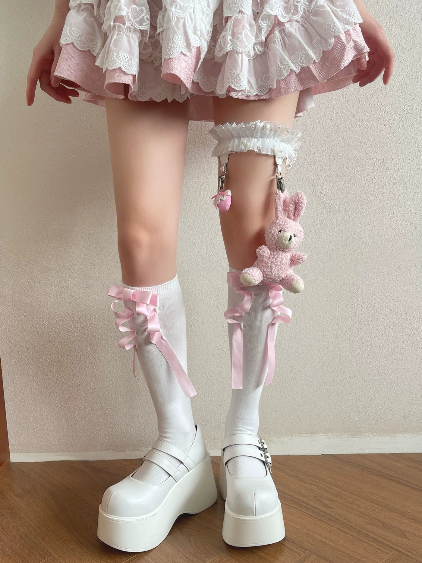 WAGUIR - Sweet Lolita Calf Socks - Doll Leg Garter, Little Rabbit & Bows Socks