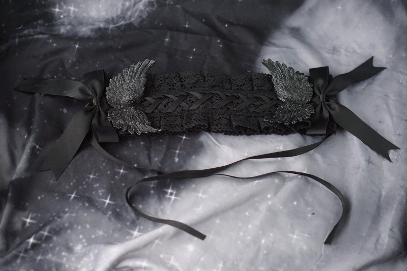 Strange Sugar - Black Wings Halloween Goth Lolita - Hairband Headwear