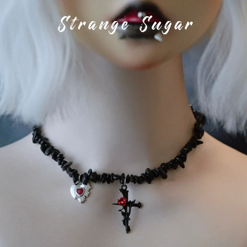 Strange Sugar - Handmade Gothic Lolita Choker - Multiple Pendant Neckwear