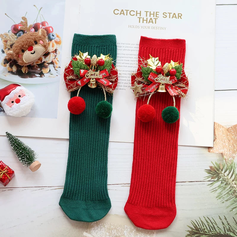 Christmas Light-Up Lolita Headwear & Accessory Options — Christmas Two-Tone Socks D