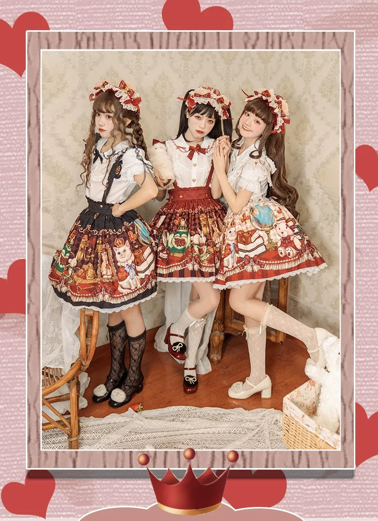 OCELOT - Crown Bear - Kawaii Lolita SK Daily Chiffon Skirt