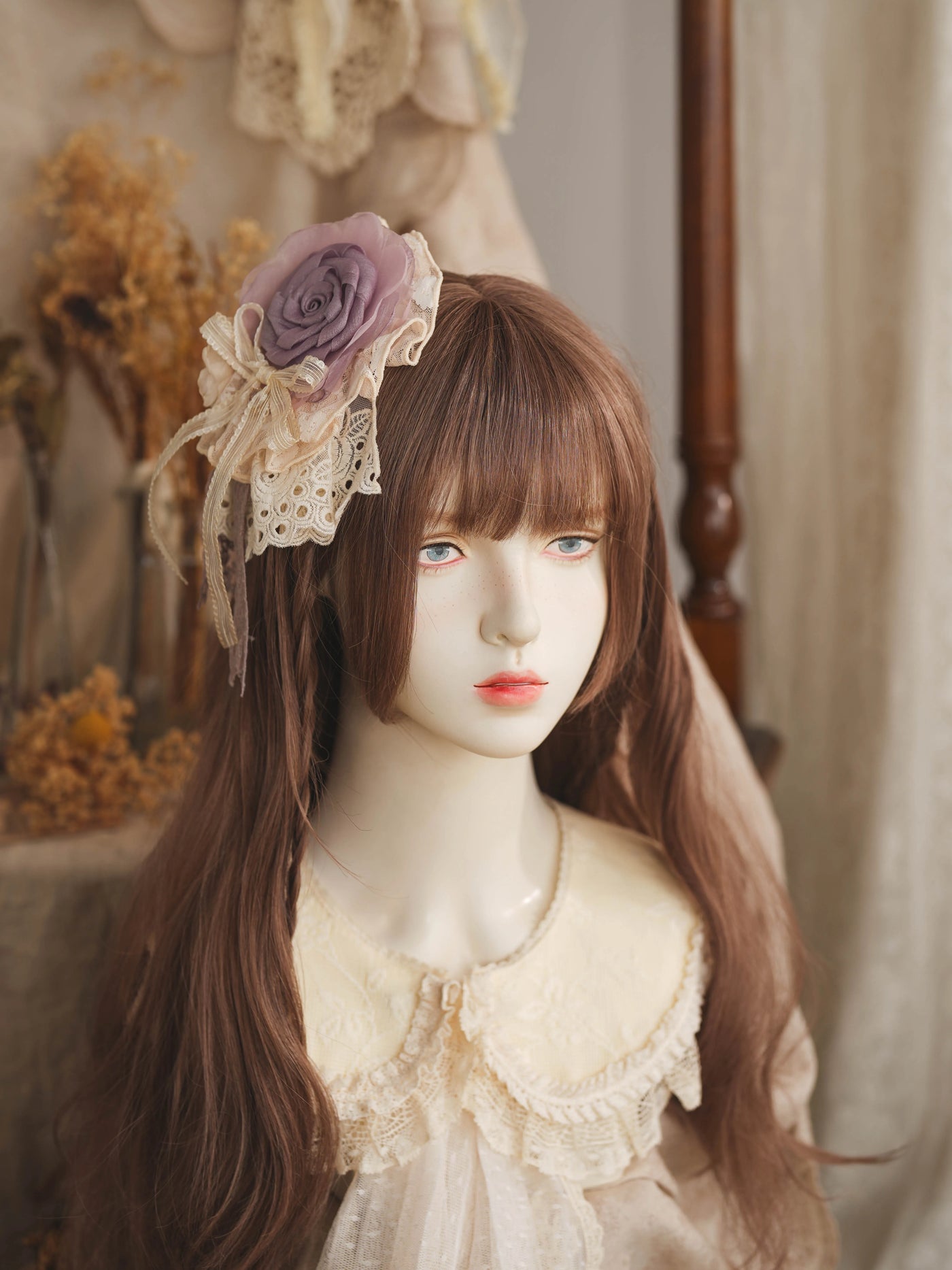 Star Box - Nightingale and Rose - Dried-Rose Lace Floral Hair Accessory
