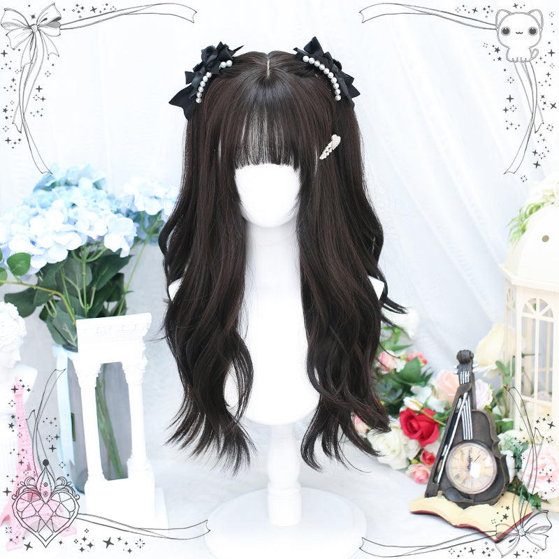 Dalao Home - Daily Long Curly Wavy Black Tea - Lolita Wig Wig