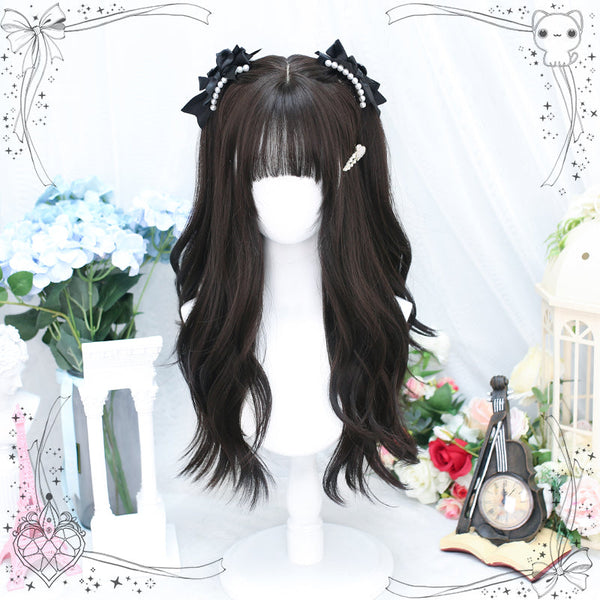 Dalao Home - Daily Long Curly Wavy Black Tea - Lolita Wig Wig