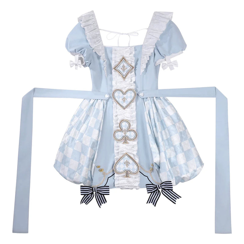Letters from Unknown Star - For Alice - Doll-like Lolita Jacquard OP Dress Set, Elastic Bubble Hem