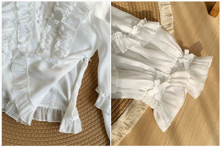 With PUJI - Miss Laura - Versatile Classic Lolita Blouse, Lattern Sleeves