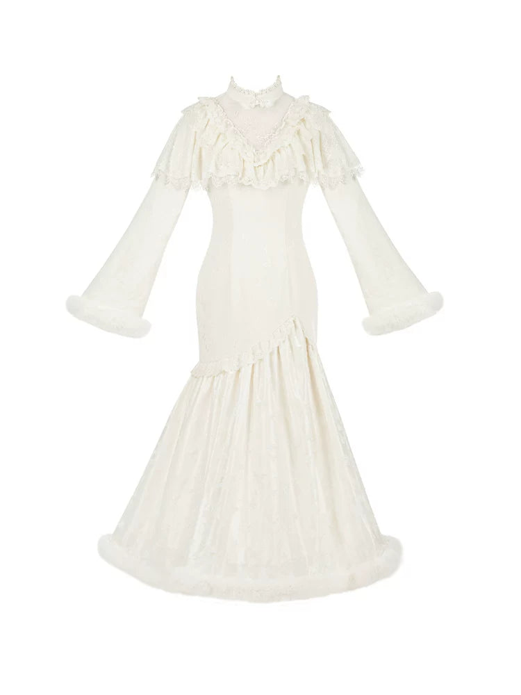 With PUJI - Rouge Snow - Oriental Lolita OP Dress, Embroidery detail view 5