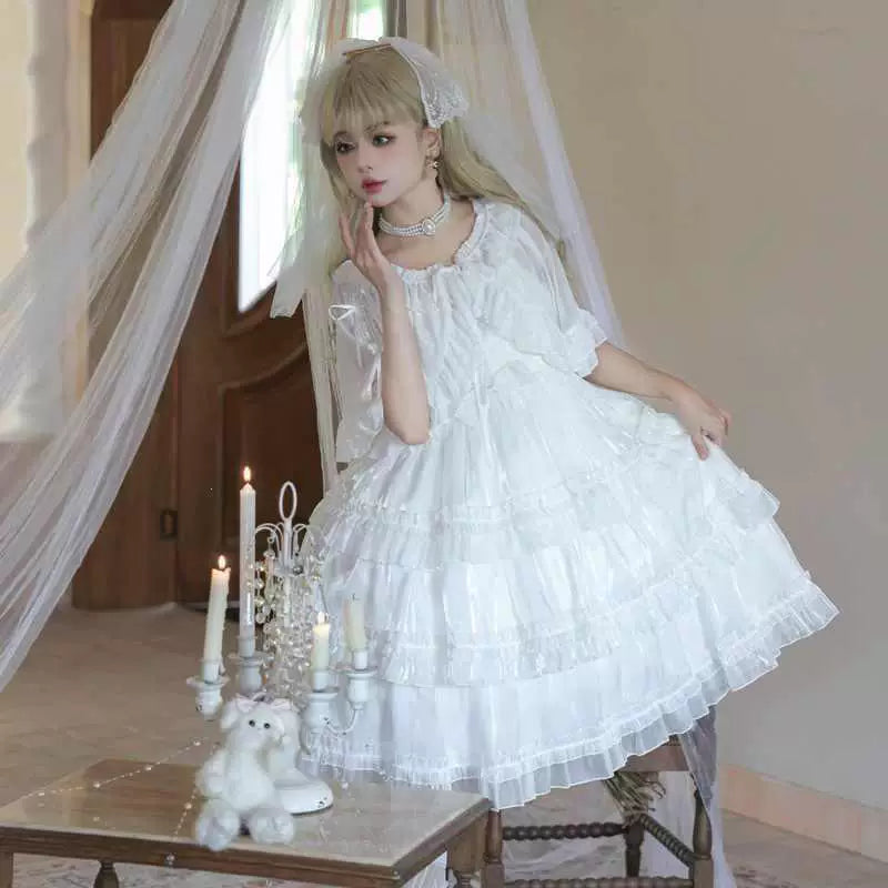 Sweetheart Dream Machine - Summer Shawl - Short-Sleeve Sheer Shawl with Ruffle Trim