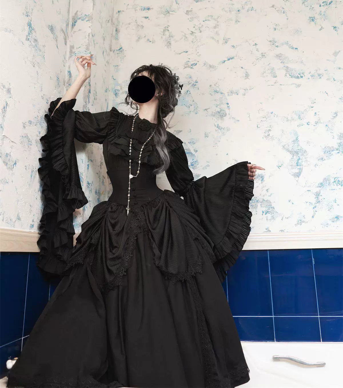 Sweetheart Dream Machine - Sleepwalking Manor - Blouse with Ruffled Flared Sleeves