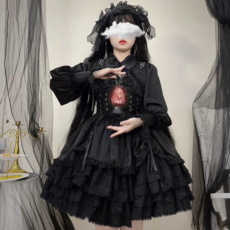 Lady Han Gothic Cross Medal JSK Dress from Lolita Fetch, featuring dark gothic style with cross medal embellishments.
