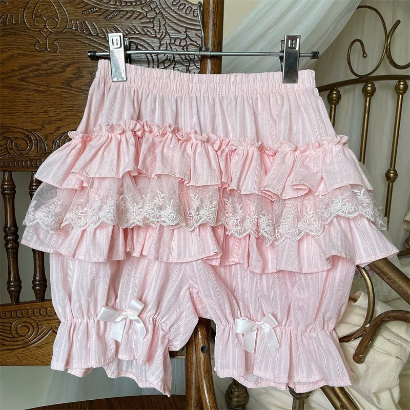 Sugar Girl - Sweet Lolita Cotton Bloomers - Ruffles and Bows Hand Accessory