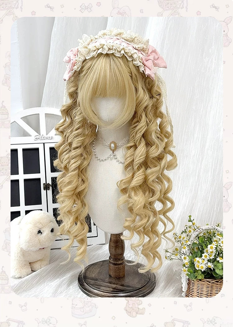 Platinum-blonde long Roman curl wig - additional view 3