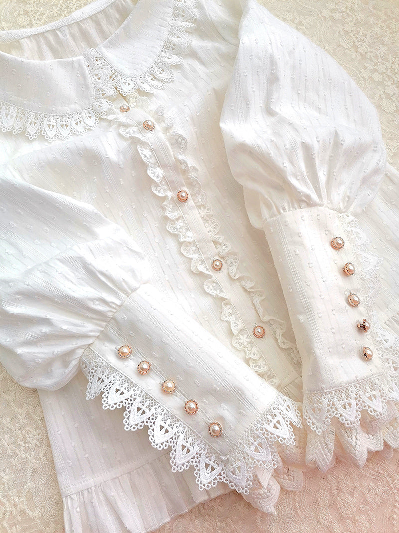 Yilia - Sweet Lolita Peter Pan Collar - Cotton Blouse Innerwear