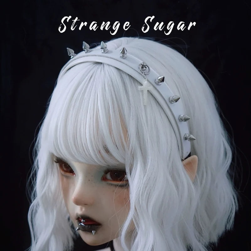 Strange Sugar - Gothic Lolita KC Faux Leather Punk - Lolita Hair Accessories Headwear