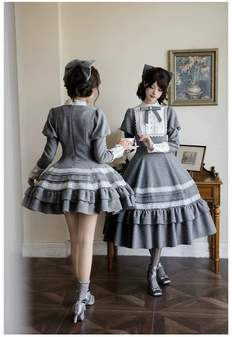 With PUJI - Reminisce - Pile Classic Lolita Dress, Detachable Cape