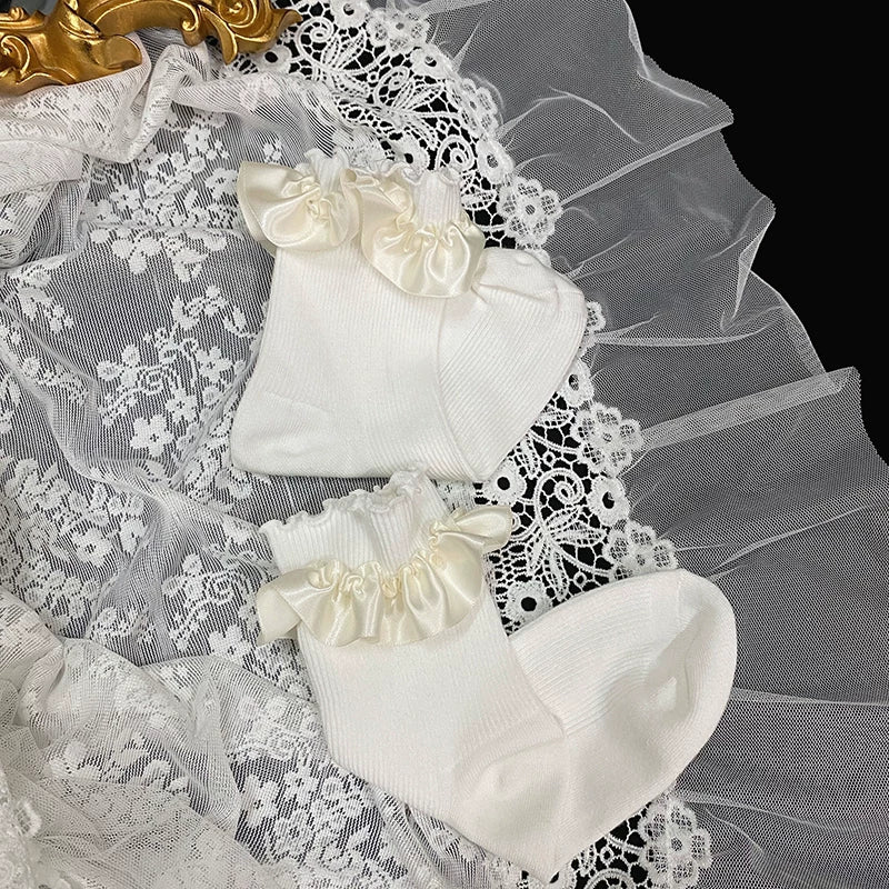 Sock Noble - Classic Lace - Cotton socks with ruffled lace trim