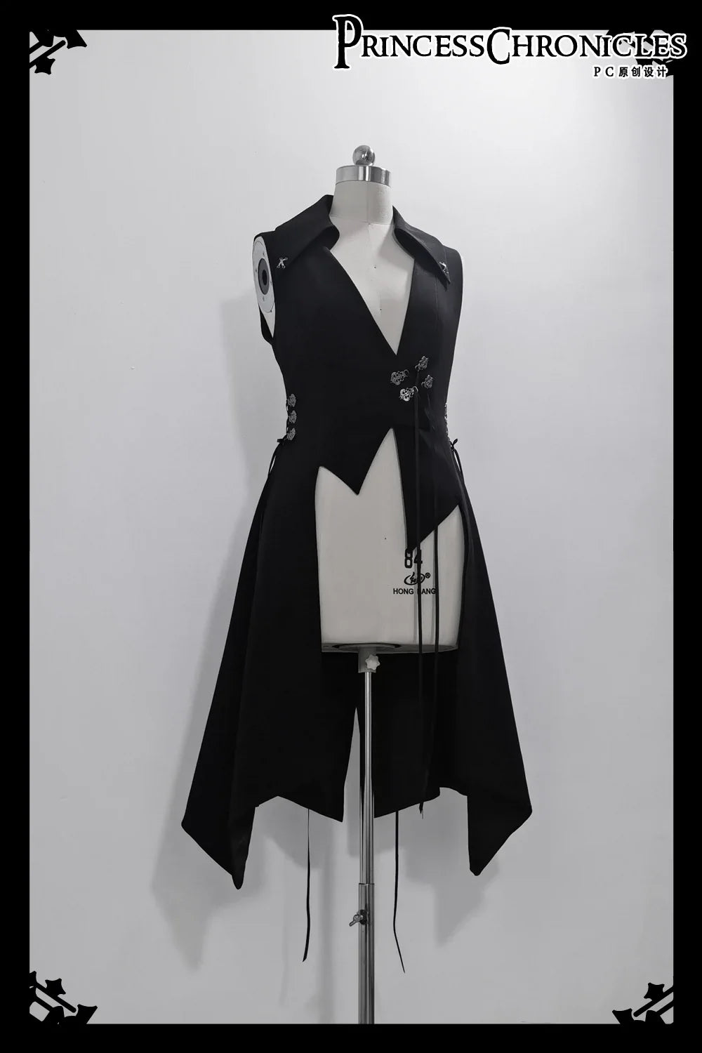 Princess Chronicles - Crimson Ash Zero - Ouji Lolita Vest Handsome Slim Long Black Vest