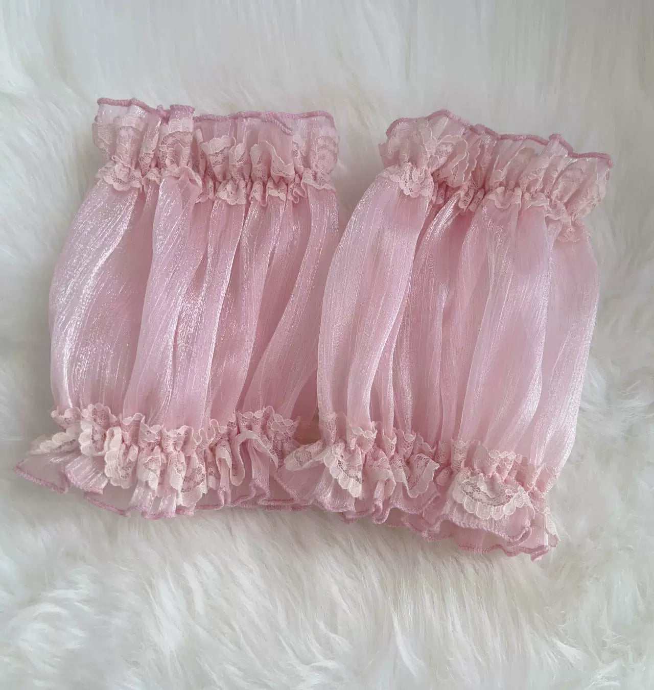 Rose Tale - Sweet Lolita Accessories Summer Trailing Short Sleeves KC One Size Pink cuffs