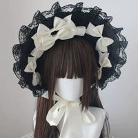 Deer Girl Handmade - Black Lace Ribbon - Black Lace Flat Hat Selection - Black*milk white