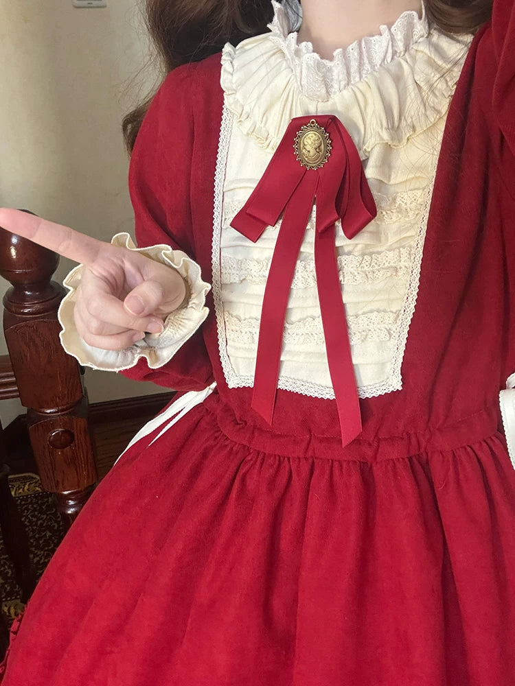 With PUJI - Wish Figure - Lolita OP Dress, Ruffle Trim & Stand Collar detail view 4
