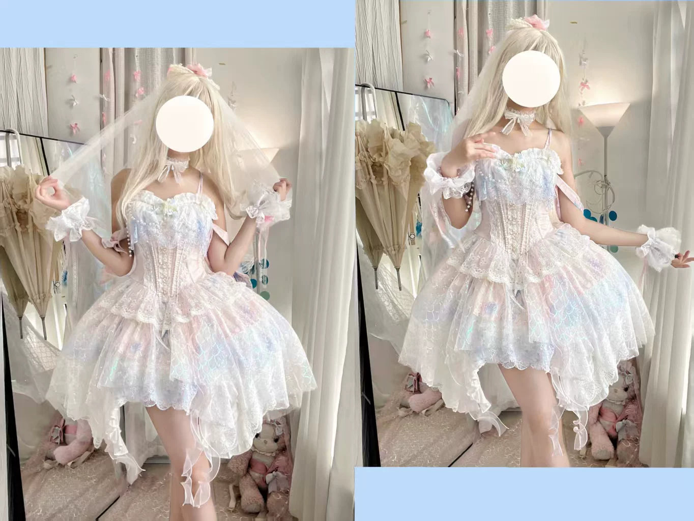Thousand Wood - Mermaid's Tears - Lace JSK Full Set with Veil and Sleeves