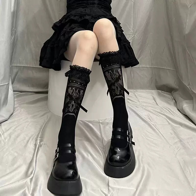 Fantasy Doll - Ballet Lace - Openwork Lace Mid-Calf Socks