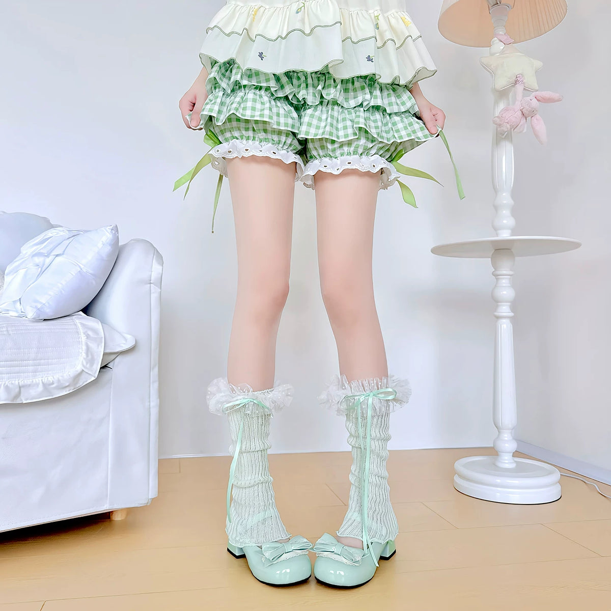 Handmade ribbon and lace Lolita leg warmers and socks - view 32