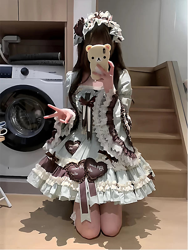 Creamy - Mint Chocolate - JSK Dress with Hime-Sleeve Shrug