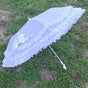 White folding parasol - transparent UV layer - self-fabric trim