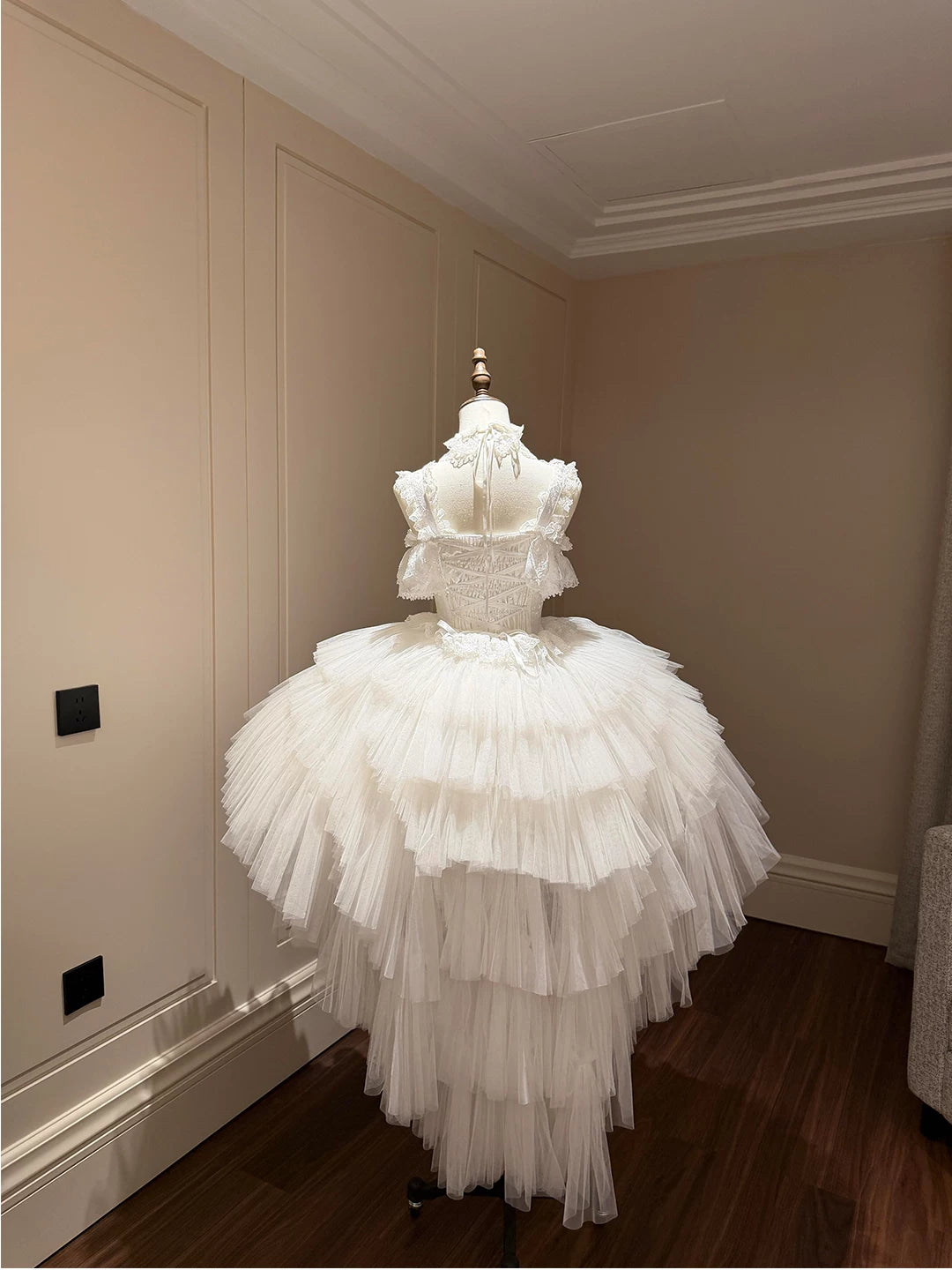 Creamy - White Prayer Ballet - White JSK Dress Set with Lace Ruffles