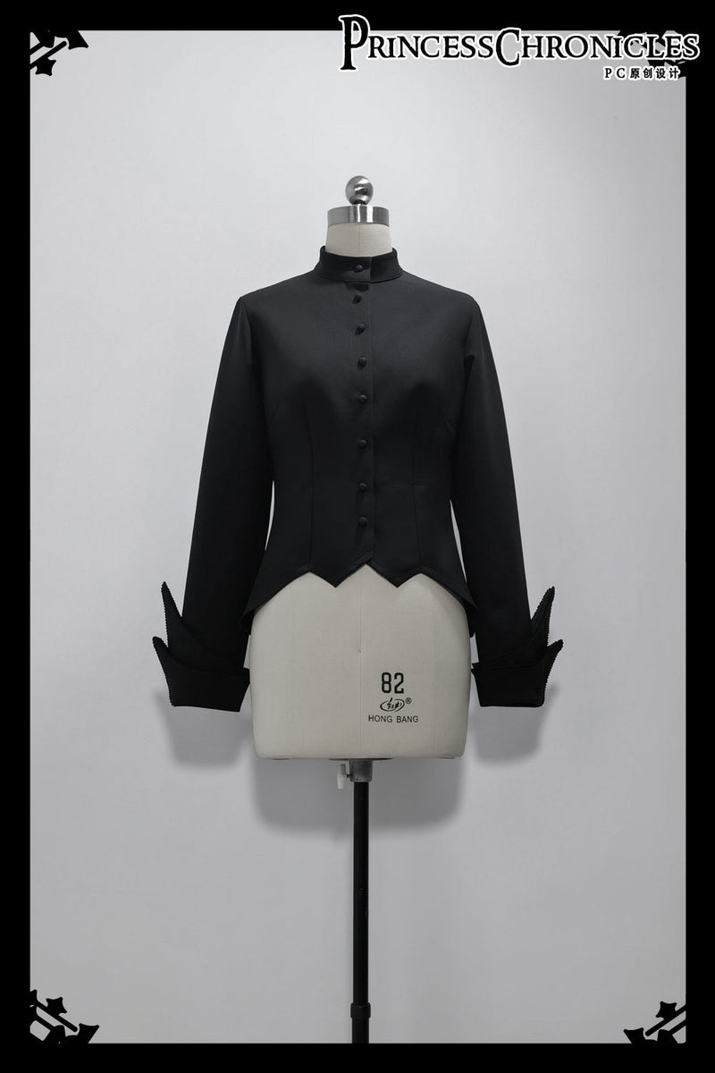 Yan Ye - Ouji Lolita Black Shirt, Irregular Hem S Black Shirt Only
