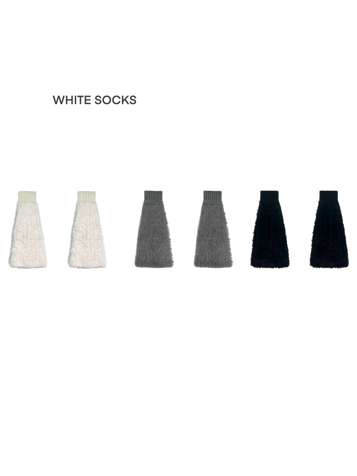 White Socks - Plush Slouch - Knitted Plush Leg Warmers with Ribbed Cuffs