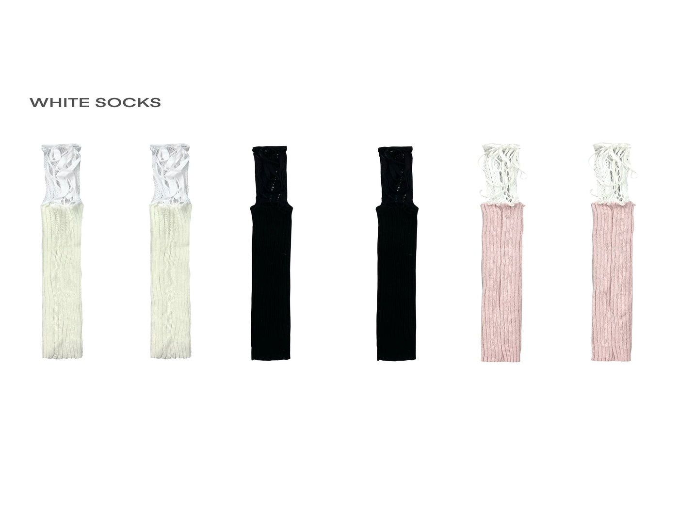 White Socks - Ballet Strap - Fishnet leg warmers with slouch cuffs